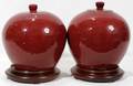 112239 SANG DE BOEUF POTTERY COVERED JARS PAIR H 8