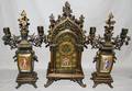 112228 FRENCH BRONZE  PORCELAIN CLOCK  CANDELABRA