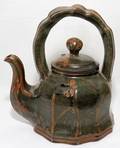 101245 JOHN GLICK PLUM TREE POTTERY TEAPOT H 8