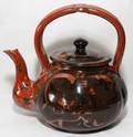 101244 JOHN GLICK PLUM TREE POTTERY TEAPOT H 9