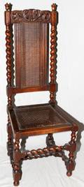 100260 OAK AND CANE HIGH BACK SIDE CHAIR H 48 W 18