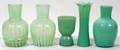 091336 GREEN GLASS WARE INCLUDING 19TH C 5 PIECES
