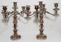 091317 SILVER PLATE FIVE LIGHT CANDELABRA PAIR H 19
