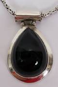 112291 CABOCHON AMETHYST  STERLING PENDANT ON CHAIN