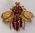 112275 14KT GOLD  RUBY BEE PIN L 1 14