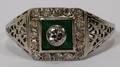 112285 ART DECO 18KT WGOLD DIAMOND  EMERALD RING
