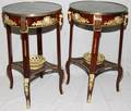 092303 FRENCH STYLE MAHOGANY  MARBLE TOP TABLE