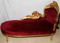 092295 FRENCH STYLE GILT  UPHOLSTERED CHAISE LOUNGE