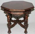 091366 HANDCARVED WALNUT TABLE C 1920 H 22 W 25