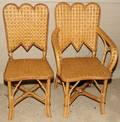 081286 FRENCH WOVEN WICKER  BAMBOO CHAIRS THREE