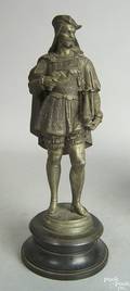 White metal sculpture of a 16th c gentleman
