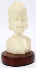 072306 CARVED IVORY AFRICAN BUST OF A FEMALE H 5