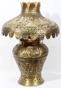 070267 INDIA BRASS THREELIGHT TABLE LAMP