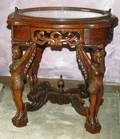 070281 CARVED WALNUT TRAY TOP TABLE H 22 DIA 22