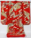 120365 JAPANESE SILK EMBROIDERED RED KIMONO