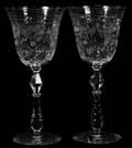 112312 CUT  ETCHED CRYSTAL WINE GLASSES