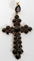 102300 GOLD RED GARNET CROSS PENDANT PEAR SHAPE CLASP