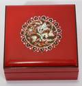 101310 RED LACQUER  MOTHER OF PEARL INLAID BOX