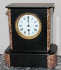 091385 BLACK BELGIAN MARBLE MANTEL CLOCK C 1900