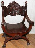 090340 OAK ITALIAN STYLE CARVED CHAIR CIRCA 1900