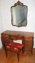 082281 SATINWOOD  INLAY DRESSING TABLE WCHAIR 