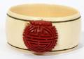070326 CHINESE IVORY  CINNABAR CUFF BRACELET