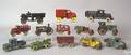 Thirteen assorted cast iron automotive truck and farm vehicles