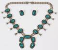 120394 NAVAJO TURQUOISE SQUASH BLOSSOM NECKLACE 