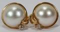 111470 14KT YELLOW GOLD MABE PEARL  DIAMOND EARRINGS