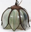 102314 ART GLASS GREEN DOME HANGING SHADE  CHAIN