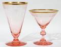 101382 PINK GLASS STEMWARE C 1930 15 PIECES