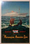 100391 VINTAGE NORWEGIAN AMERICA LINES TRAVEL POSTER