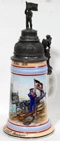 090368 GERMAN PORCELAIN BEER STEIN 194578 H 11