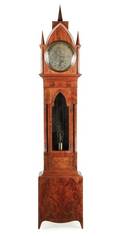 Early 19th C NY Gothic Revival Tall Case Clock