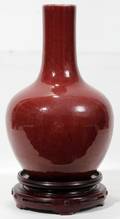 082312 SANG DE BOEUF POTTERY VASE H 14 12 DIA 9