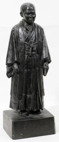 082309 CHINESE BRONZE FIGURE 19THC STANDING MONK
