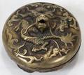 111486 CHINESE PATINATED METAL DRAGON BOX DIA 4 34