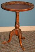 110385 CARVED MAHOGANY ROUND OCCASIONAL TABLE H 28