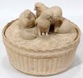 082370 WS  S BISQUE COVERED CASSEROLE CHICKS C 1880