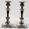 082368 SHEFFIELD PLATE CANDLESTICKS PAIR H 10