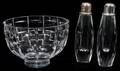080385 CUT CRYSTAL BOWL DIA 8 SALT  PEPPER SHAKERS