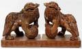 070401 CHINESE CARVED WOOD FOO LIONS H 10 L 10