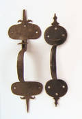 Two ornate New England thumb latches