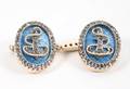 Faberge Diamond  Guilloche Nautical Cufflinks