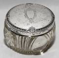 111549 STERLING COVER  GLASS POWDER JAR C 1930