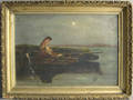 Oil on canvas of a woman in a boat