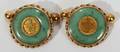 101443 18KT GOLD FILIGREE  NEPHRITE JADE CUFFLINKS