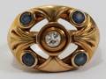 092465 10 KT YELLOW GOLD DIAMOND  SAPPHIRE RING
