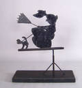 Sheet iron woman and dog weathervane ca 1920