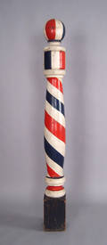 American painted turned pine barber pole ca 1900